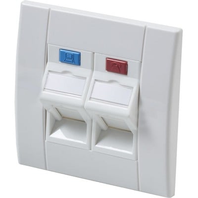 Flush Mount Network Socket Double Cat5E Angular