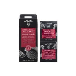 Apivita Express Beauty Face Mask Pomegranate Μάσκα Προσώπου Με Ρόδι Για Λάμψη & Αναζωογόνηση 2x8ml