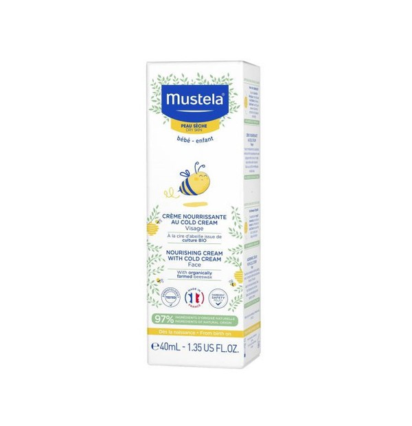Mustela Bebe Nourishing Cream With Cold Cream Κρέμα Ενυδάτωσης Προσώπου για Ξηρό Δέρμα, 40ml
