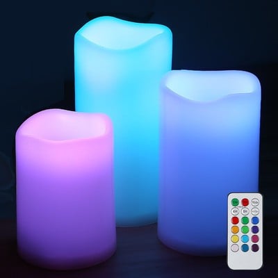 Set Décor 3 Battery Candles Led Light Rgb Και Cont