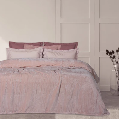 Das Home Κουβερτα Velour Υπερδιπλη 1346 ροζ 220x24