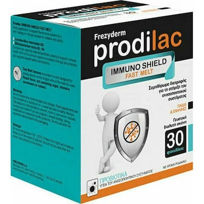 FREZYDERM Prodilac Immuno Shield Fast Melt Συμπλήρωμα Διατροφής Προβιοτικών 30 Φακελάκια