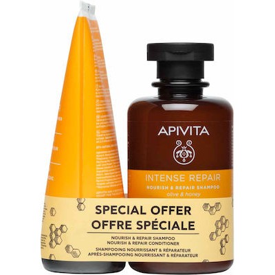 APIVITA Σαμπουάν Θρέψης & Επανόρθωσης Με Ελιά & Μέλι 250ml & Κρέμα Μαλλιών Θρέψης 150ml