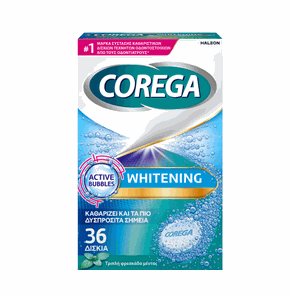 Corega Whitening Denture Cleansing Tablets, 36tabs