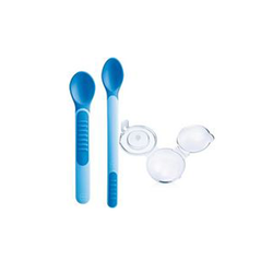 Mam Heat Sensitive Spoons & Cover 6 Μηνών+ Μαλακά Κουταλάκια 2 Τεμάχια