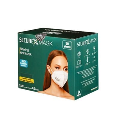 SECUREX Mask FFP2 Υψηλής Προστασίας PFE≥95% Λευκή 50 Τεμάχια