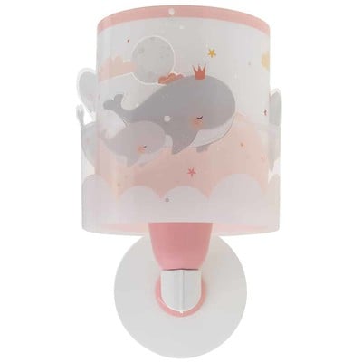 Kids Wall Light E27 x 1 Whale Dreams Pink