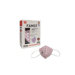 Famex Μάσκα Υψηλής Προστασίας Παιδική FFP2 NR Ροζ Πουά 10 τεμάχια