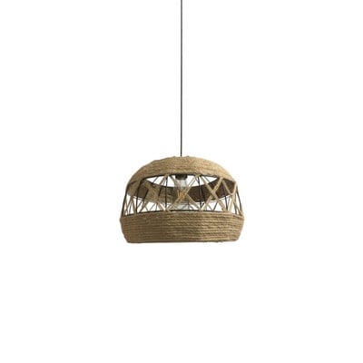 Pendant Light Ballinad Black Metal And Beige Rope