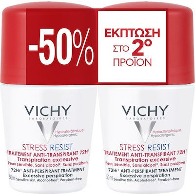 VIHCY Deodorant 72h Stress Resist Αποσμητικό Roll-on 72ωρης Προστασίας (-50% Στο 2ο Προϊόν) 2x50ml