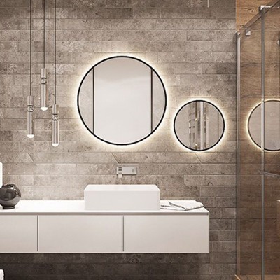 Καθρέπτες στρογγυλοί μπάνιου σετ Φ80 και Φ40 φωτιζ