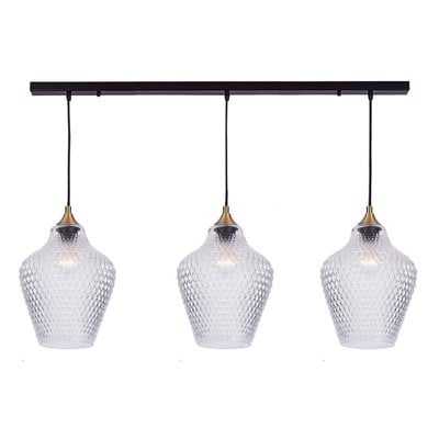 Pendant Light Μπαρα Black 3Xe27 Max 40W