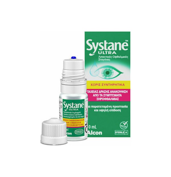 Alcon Systane Ultra Λιπαντικές Οφθαλμικές Σταγόνες Χωρίς Συντηρητικά, 10ml