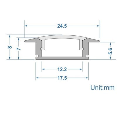 Aluminum Profile Led Tape Case Recessed White 2m