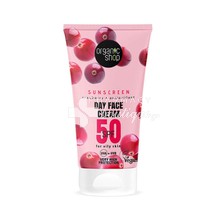 Organic Shop Sunscreen Day Face Cream SPF50 for Oily Skin - Αντηλιακό Προσώπου με Κράνμπερι, 50ml