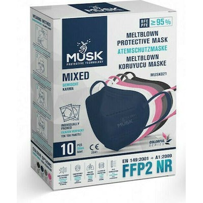 MUSK Meltblown Protective Μάσκα Προσώπου Υψηλής Προστασίας KN95-FFP2 Χωρίς Βαλβίδα  Mixed Karma  x10 τμχ
