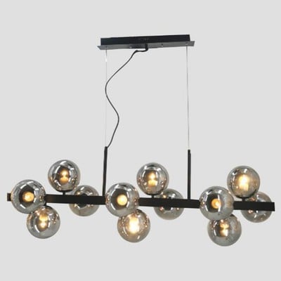 Pendant Light With Smokey Glass 12Xe27 Black