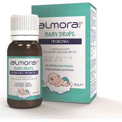 ALMORA Plus Baby Drops Probiotics Συμπλήρωμα Διατροφής Με Προβιοτικά Για Βρέφη & Παιδιά 8ml