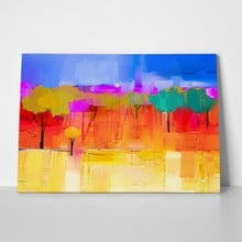 Abstract oil painting of houses a
