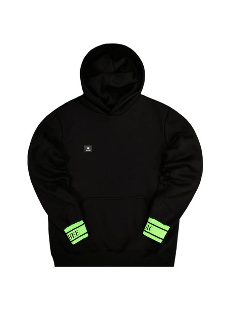 Magicbee neon green rib hoodie - black