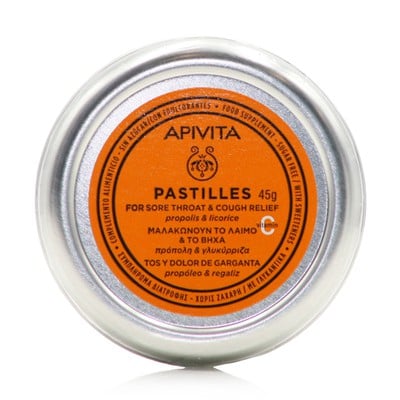 APIVITA Pastilles For Sore Throat With Propolis & Licorice Παστίλιες Που Μαλακώνουν Το Λαιμό & Το Βήχα Με Πρόπολη & Γλυκύρριζα 45g