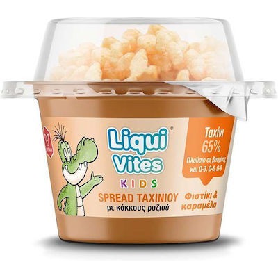 VICAN Liqui Vites Kids Spread Ταχίνι Mε Έξτρα Πρωτεΐνη, Κόκκους Ρυζιού Φυστίκι & Καραμέλα 44gr