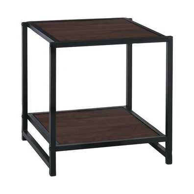 Κομοδίνο Μέταλλο Βαφή Μαύρο/ MDF Καρυδί 48x44x50cm