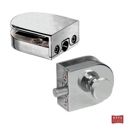 Zamak latch with counterpart for glass door