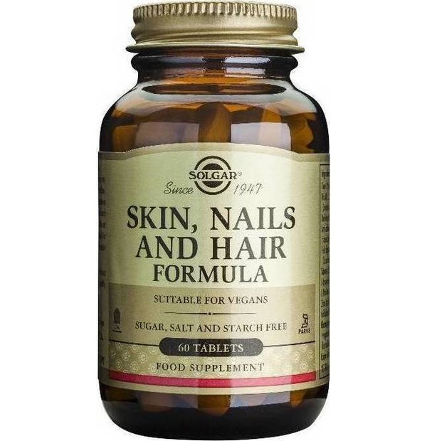Solgar Skin, Nails & Hair Formula Φόρμουλα Πλούσια σε Βιταμίνες, Αμινοξέα & Μέταλλα για την Υγεία των Μαλλιών, του Δέρματος & των Νυχιών, 60tabs