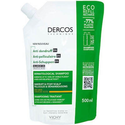 VICHY Dercos Anti-Dandruff DS Dry Refill Σαμπουάν Κατά Της Πιτυρίδας Για Ξηρά Μαλλιά 500ml