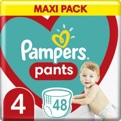 PAMPERS Βρεφικές Πάνες Βρακάκια Pants No.4 9-15Kgr 48 Τεμάχια Maxi Pack