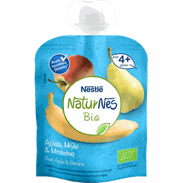 Nestle Naturnes Bio Φρουτοπουρές με Αχλάδι, Μήλο & Μπανάνα , 4m+, 90g
