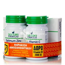 Doctor's Formulas ΣΕΤ Optimum Zinc, 30tabs + Vitamin C, 30tabs & ΔΩΡΟ Vitamin D3 2000UI, 60caps