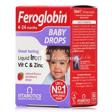 Vitabiotics Feroglobin Baby Drops Liquid Iron Vit C & Zinc (4-24m) - Σίδηρος σε Σταγόνες για Βρέφη, 30ml
