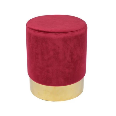 Stool Gold/ Fabric Red Velure D.37x44cm ZWW Sol​