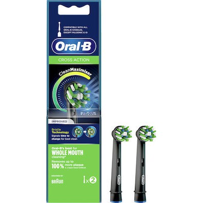 ORAL B Ανταλλακτικές Κεφαλές Για Ηλεκτρικές Οδοντόβουρτσες Σε Μαύρο Χρώμα Cross Action Clean Maximiser x2