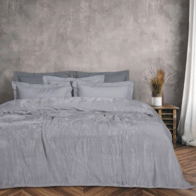 Das Home Κουβερτα Velour Υπερδιπλη 1342 Γκρι 220x2