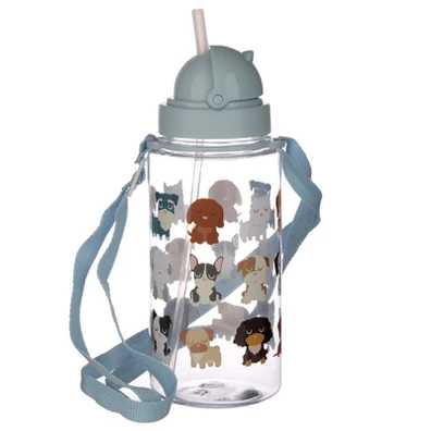 Water Bottle with Straw 19x7x7cm/ 450ml Dog Squad 