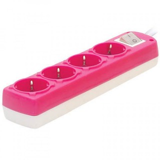 Socket Outlet 4-Way Cable 1.5m Pink