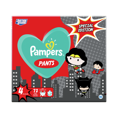 PAMPERS Βρεφικές Πάνες Βρακάκια Pants No.4 9-15Kgr 72 Τεμάχια Justice League Pack