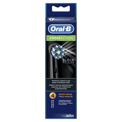 Oral-B Cross Action Black Ανταλλακτικά για Ηλεκτρικές Οδοντόβουρτσες 4τμχ