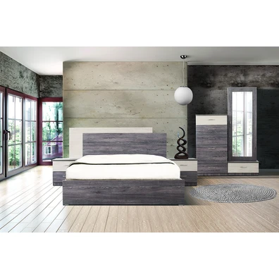 Bedroom Set 5pcs 150x200cm Melamine No63 New Walnu