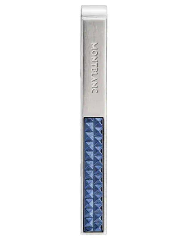 Tie bar with blue patterned inlay