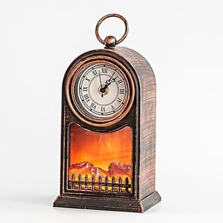 Fireplace Clock Plastis Bronze 3 Led Battery Timer