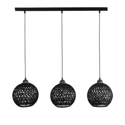 Pendant Light Bar 3/L Balls Rope Black Silk/3L