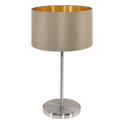 Table Lamp Maserlo Silver With Taupe/Gold Shade 1X