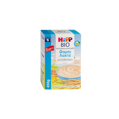 HIPP Bio Βρεφική Κρέμα Με Γάλα & Σιμιγδάλι Φαρίν Λακτέ ΑΠό 6 Μηνών 450g