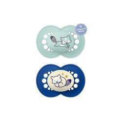Mam Day & Night Silicone Pacifier 16+ Months Blue 2 pieces