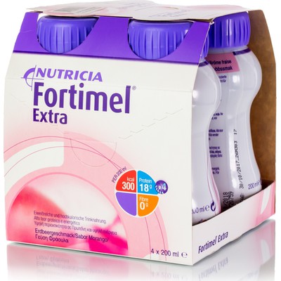 NUTRICIA Fortimel Extra Υπερπρωτεϊνικό Ρόφημα Με Γεύση Φράουλα 4x200ml