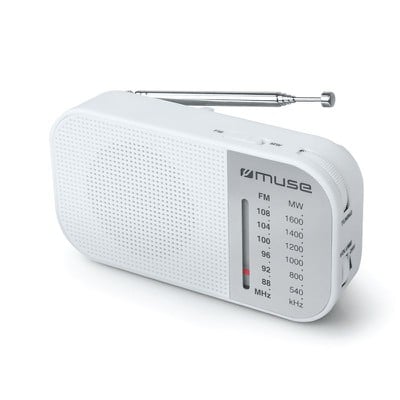 Battery Radio White Analog M-025Rw